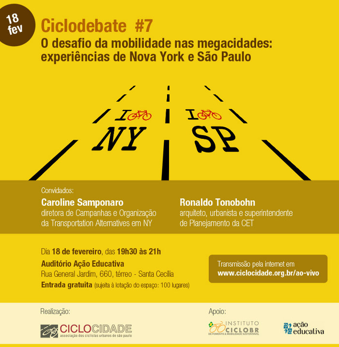 Ciclodebate #7: Mobilidade urbana e as megacidades – experiências de Nova York e São Paulo