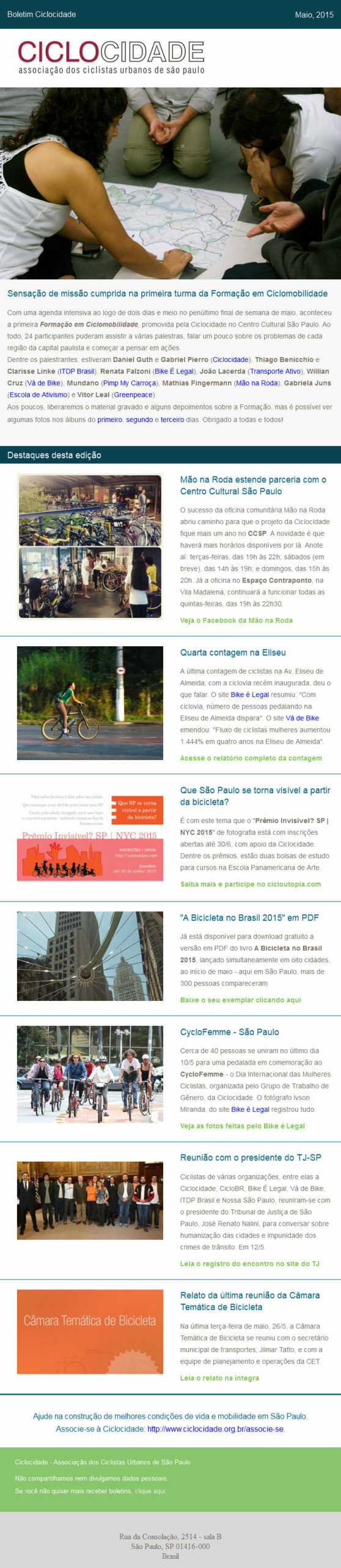 Boletim Ciclocidade – Edição de Maio de 2015